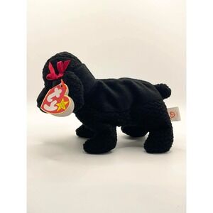 Ty‎ Beanie Babies GiGi Black Poodle Dog 1997 Vintage Plush Red Bows 4191 NWT